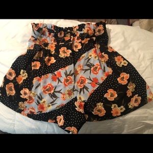 Topshop high waisted silky shorts flower pattern